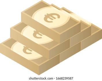 Euro bills isolated vector illustration