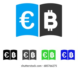 Euro And Bitcoin Catalog flat vector icon. Colored euro and bitcoin catalog gray, black, blue, green pictogram variants. Flat icon style for graphic design.