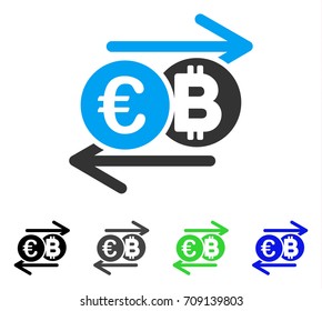 Euro Bitcoin Change vector pictogram. Style is a flat graphic symbol in black, gray, blue, green color versions. Designed for web and mobile apps.