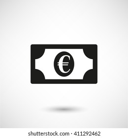euro - black vector  icon with shadow
