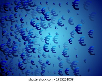 Euro blue icons scatter currency vector background. Business pattern. Currency pictogram euro money scatter elements explosion.