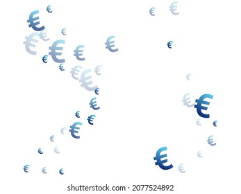 Euro blue signs scatter money vector background. Financial concept. Currency pictogram euro money fling signs background.