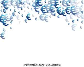 Euro blue signs scatter money vector background. Economy concept. Currency pictogram euro money scatter signs graphic design.