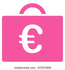 Euro Bookkeeping Case icon. Vector style is flat iconic symbol, pink color, white background.