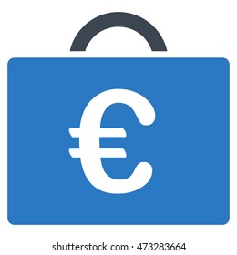 Euro Bookkeeping Case icon. Vector style is bicolor flat iconic symbol, smooth blue colors, white background.