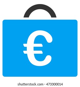Euro Bookkeeping Case icon. Vector style is bicolor flat iconic symbol, blue and gray colors, white background.