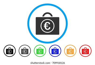 Euro Bookkeeping rounded icon. Vector illustration style is a gray flat iconic euro bookkeeping symbol inside a circle. Additional color versions are black, gray, green, blue, red, orange.