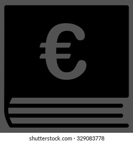 Euro Bookkeeping vector icon. Style is flat symbol, black color, rounded angles, gray background.