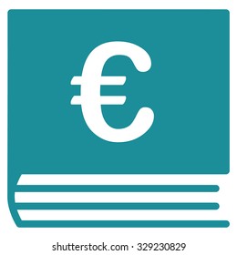 Euro Bookkeeping vector icon. Style is flat symbol, soft blue color, rounded angles, white background.
