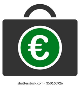 Euro Bookkeeping vector icon. Style is bicolor flat symbol, green and gray colors, rounded angles, white background.