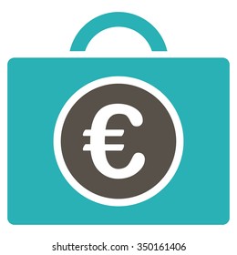 Euro Bookkeeping vector icon. Style is bicolor flat symbol, grey and cyan colors, rounded angles, white background.