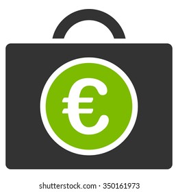 Euro Bookkeeping vector icon. Style is bicolor flat symbol, eco green and gray colors, rounded angles, white background.