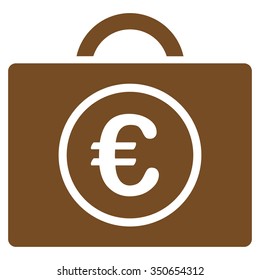 Euro Bookkeeping vector icon. Style is flat symbol, brown color, rounded angles, white background.