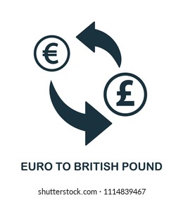 Euro To British Pound icon. Mobile app, printing, web site icon. Simple element sing. Monochrome Euro To British Pound icon illustration.