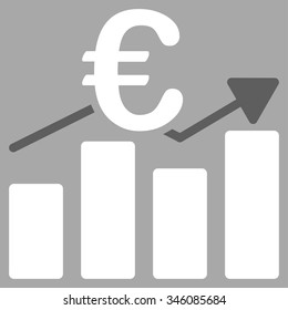 Euro Business Chart vector icon. Style is bicolor flat symbol, dark gray and white colors, rounded angles, silver background.