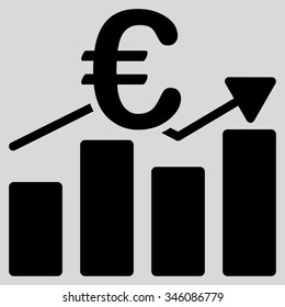 Euro Business Chart vector icon. Style is flat symbol, black color, rounded angles, light gray background.