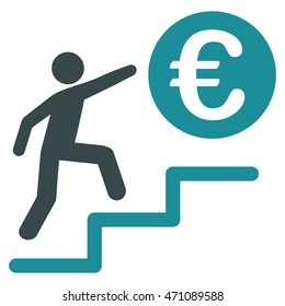 Euro Business Steps icon. Vector style is bicolor flat iconic symbol with rounded angles, soft blue colors, white background.