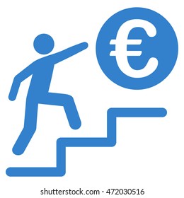 Euro Business Steps icon. Vector style is flat iconic symbol with rounded angles, cobalt color, white background.