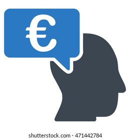 Euro Businessman Idea icon. Vector style is bicolor flat iconic symbol with rounded angles, smooth blue colors, white background.