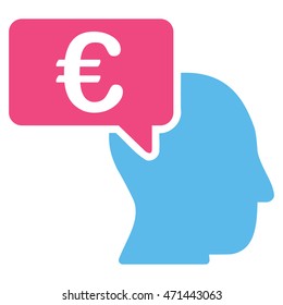Euro Businessman Idea icon. Vector style is bicolor flat iconic symbol with rounded angles, pink and blue colors, white background.