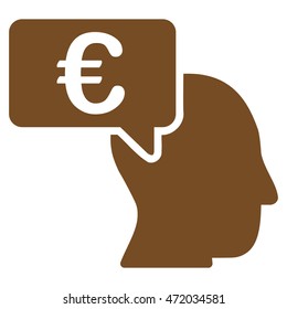 Euro Businessman Idea icon. Vector style is flat iconic symbol with rounded angles, brown color, white background.