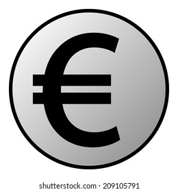 Euro button on white background. Vector illustration.
