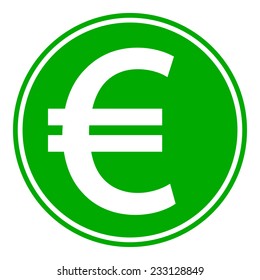 Euro button on white background. Vector illustration.