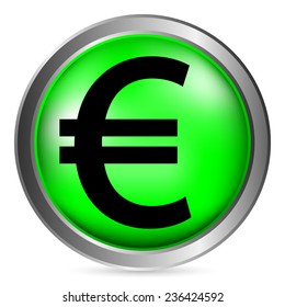 Euro button on white background. Vector illustration.