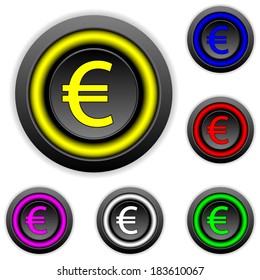 Euro buttons set on white background.
