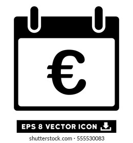Euro Calendar Day icon. Vector EPS illustration style is flat iconic symbol, black color.