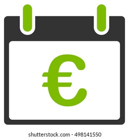 Euro Calendar Day vector icon. Style is flat graphic bicolor symbol, eco green and gray colors, white background.