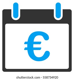 Euro Calendar Day vector toolbar icon. Style is bicolor flat icon symbol, blue and gray colors, white background.