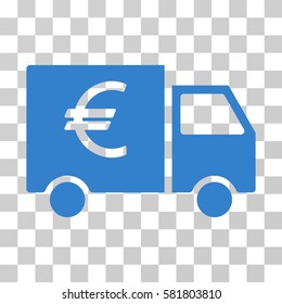 Euro Car vector icon. Illustration style is a flat iconic cobalt symbol on a transparent background.