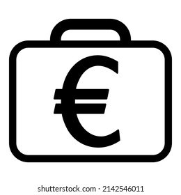 Euro-Case-Flachicon einzeln auf weißem Hintergrund