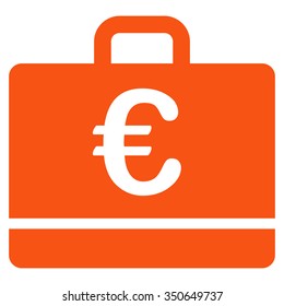 Euro Case vector icon. Style is flat symbol, orange color, rounded angles, white background.