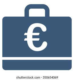 Euro Case vector icon. Style is flat symbol, blue color, rounded angles, white background.