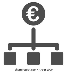 Euro Cash Flow icon. Vector style is flat iconic symbol with rounded angles, gray color, white background.