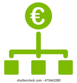 Euro Cash Flow icon. Vector style is flat iconic symbol with rounded angles, eco green color, white background.