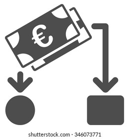 Euro Cash Flow vector icon. Style is flat symbol, gray color, rounded angles, white background.