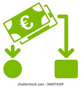 Euro Cash Flow vector icon. Style is flat symbol, eco green color, rounded angles, white background.