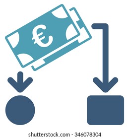 Euro Cash Flow vector icon. Style is bicolor flat symbol, cyan and blue colors, rounded angles, white background.