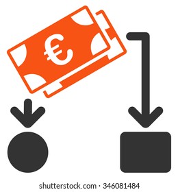 Euro Cash Flow vector icon. Style is bicolor flat symbol, orange and gray colors, rounded angles, white background.