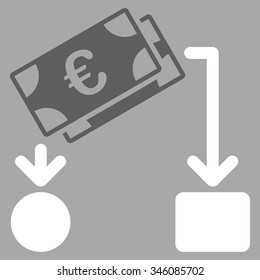 Euro Cash Flow vector icon. Style is bicolor flat symbol, dark gray and white colors, rounded angles, silver background.