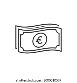 Euro cash icon. Money symbol. Currency sign isolated on white background. Vector illustration