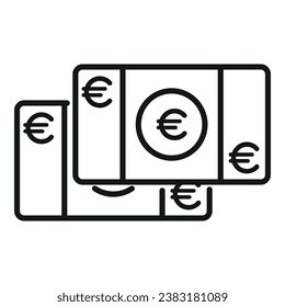 El vector de contorno del icono del dinero en efectivo en euros. Crédito seguro. Instrumento financiero del euro