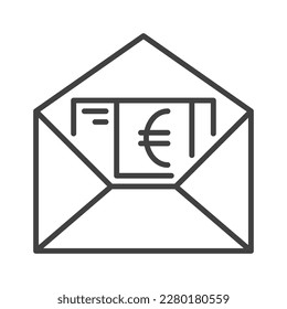 Euro Cash in Open Envelope vector EU Finance concept thin line icon or symbol