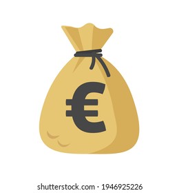 Euro-Bargeld-Sack oder Geldbeutel-Symbol Vektorgrafik-Cartoon einzeln auf weißem Schild Clip Art