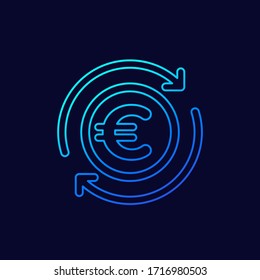 icono de devolución del euro, vector de línea