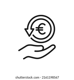 Euro cashback. Money return. Chargeback line icon isolated on white background. Vector illustration