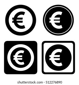 Euro cashier icon set. EUR currency symbol set, vector illustration.
